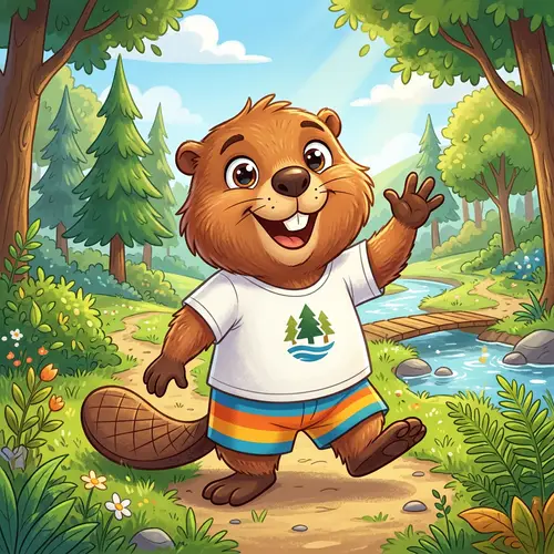 Friendly Beaver Mascot Cartoon Illustration