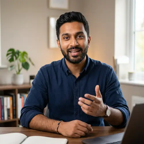 South Asian Man Engaged in Clear Communication