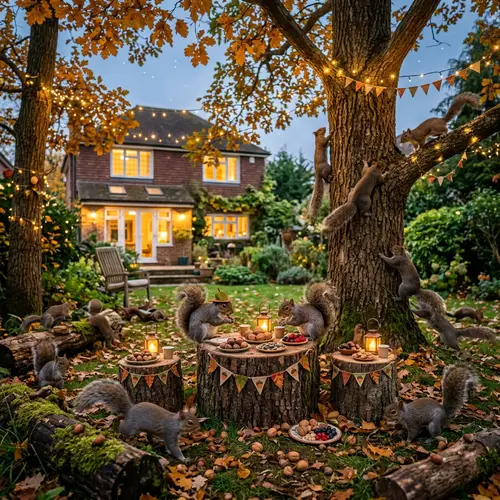 Cheerful Squirrel Party in Backyard | Nature and Suburban Harmony