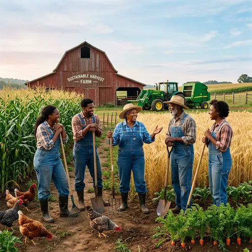 Passionate Black Farmers Talking in Rural Community