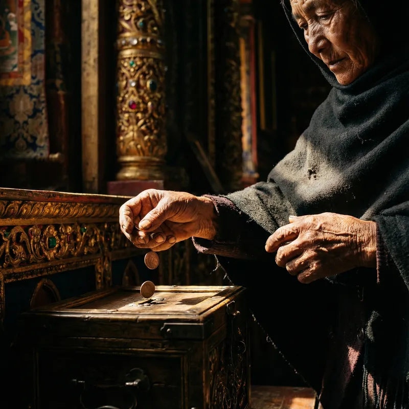 Powerful Image: Widow's Sacrifice in Opulent Temple