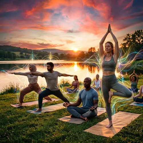 Diverse Yoga Poses at Sunset | Harmonizing Mind, Body & Spirit