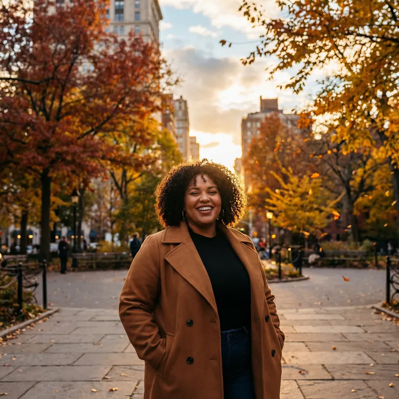 Stylish Plus-Size Woman Standing in Urban Setting Stylish Plus-Size Woman Standing in Urban Setting