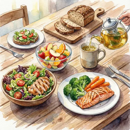 Healthy Meals in Watercolor: Vibrant Dining Art