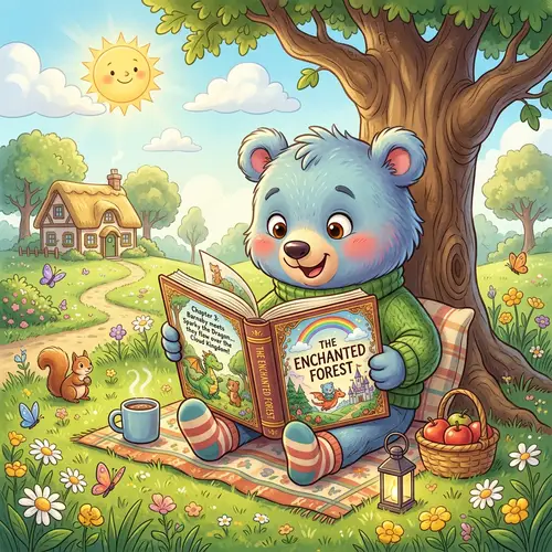 Colorful Cartoon Character Reading Detailed Storybook