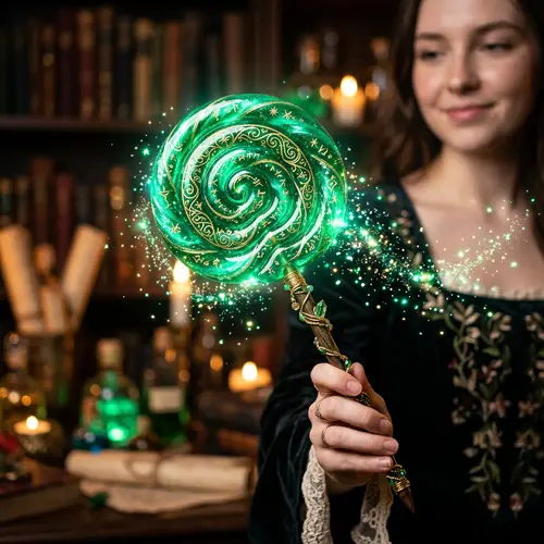 Magical Lollipop with Shiny Surface and Emerald Glow