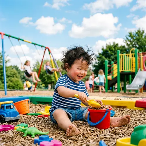 Lively Toddler Playtime in Colorful Playground