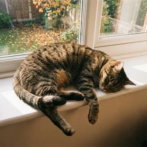 Striped Cat Lying Down - Adorable Feline