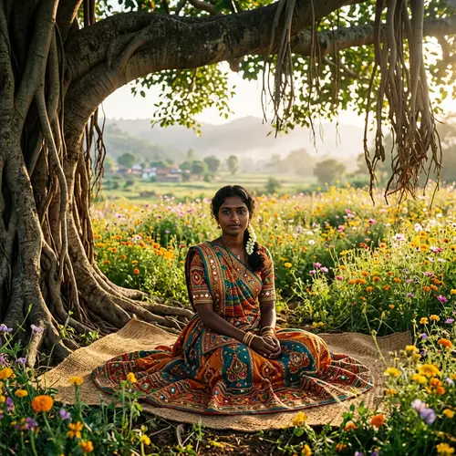 Young South Asian Woman in Colorful Traditional Attire