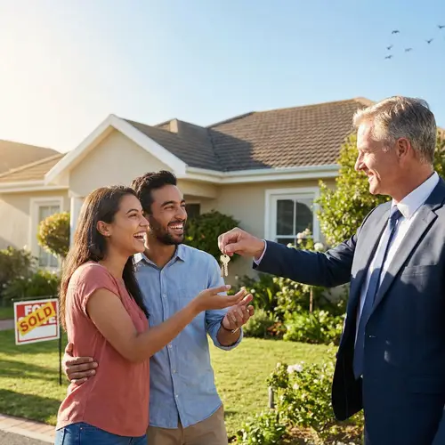 New Home Joy: Real Estate Agent & Happy Owners