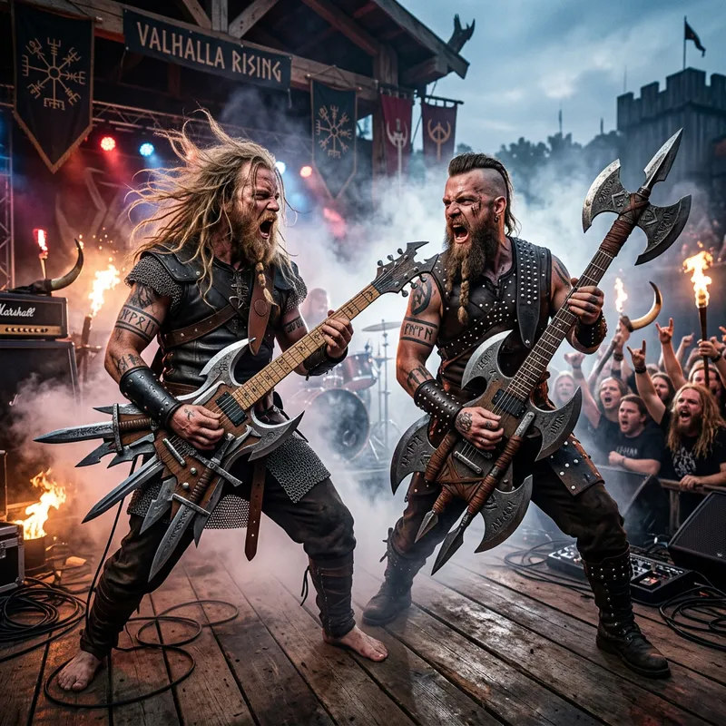 Viking Brothers Rocking Out with Unique Weapon Guitars Viking Brothers Rocking Out with Unique Weapon Guitars