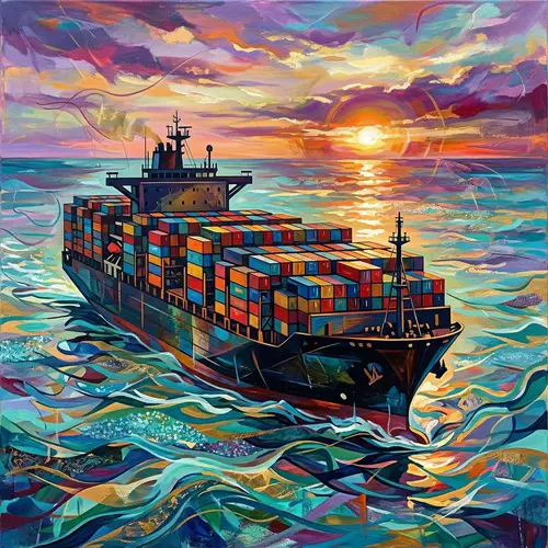 Abstract Container Ship at Sea