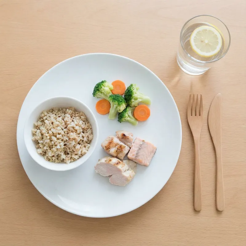 Minimalist Balanced Meal Plan: Clean Plate with Lean Proteins & Steamed Veggies