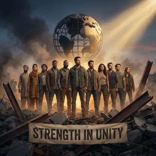 Human Resilience Amidst Adversity: A Symbol of Endurance and Unity