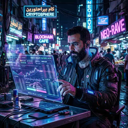 Cyberpunk Portrait: Trading Cryptocurrency in Neon Environment