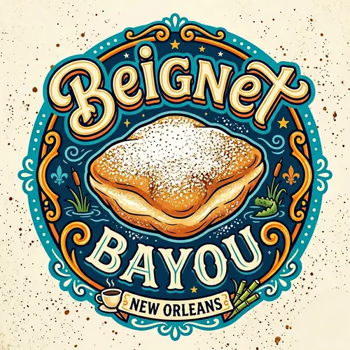 Whimsical and Playful Beignet Bayou Logo Design