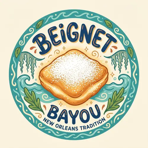 Lively Beignet Bayou Logo Design | Dusted with Powdered Sugar