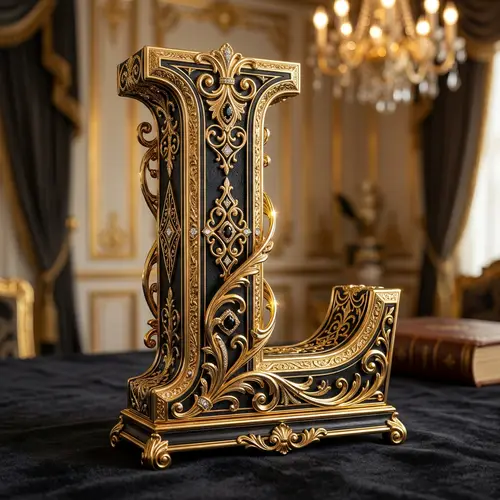 Luxury Golden 'L' Artwork | Elegant Decorative Design