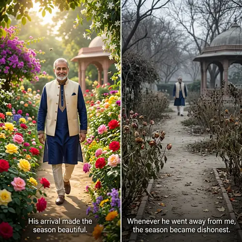 Season Transformation: Elegant South Asian Gentleman Illustrates Joy & Dishonesty