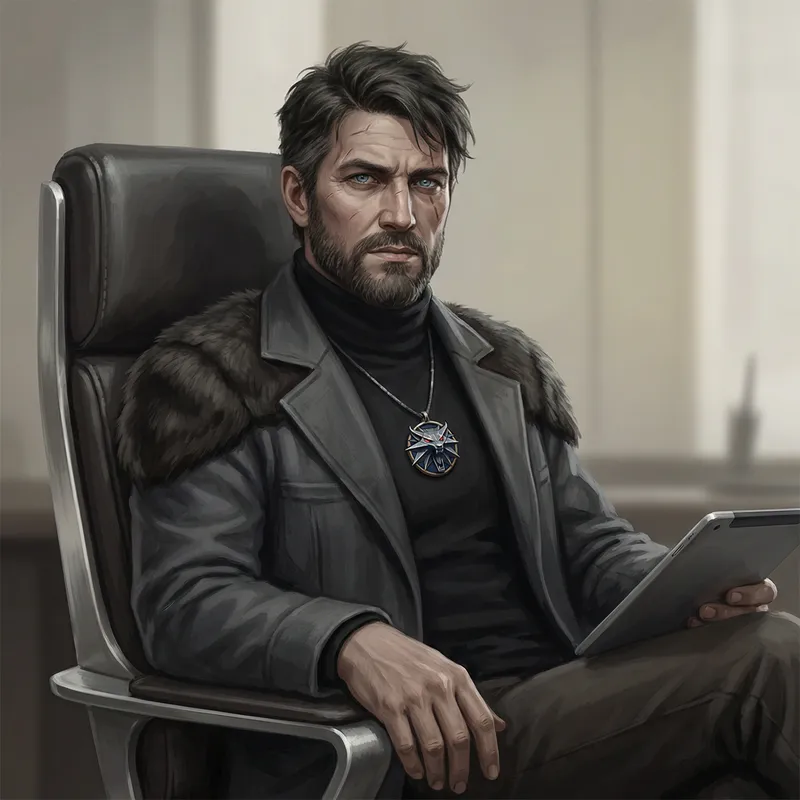 Modern Witcher Portrait with Authority and Fantasy Vibe Modern Witcher Portrait with Authority and Fantasy Vibe