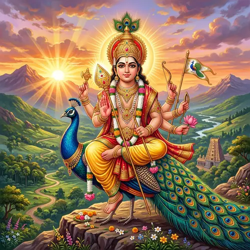 Lord Murugan: Divine Hindu Figure in Traditional Attire