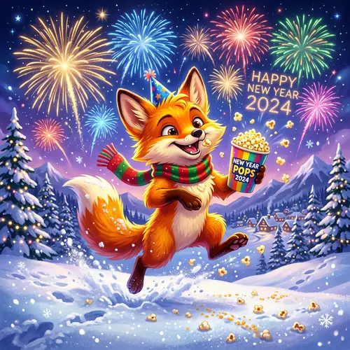 Adorable Orange Fox Celebrates New Year in Snowy Landscape
