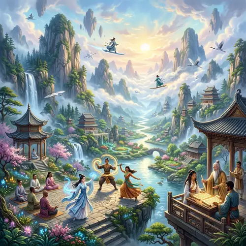 Immortal Cultivators: Ethereal Landscapes & Mystical Arts