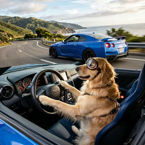 Nissan GT-R Driven by Dog
