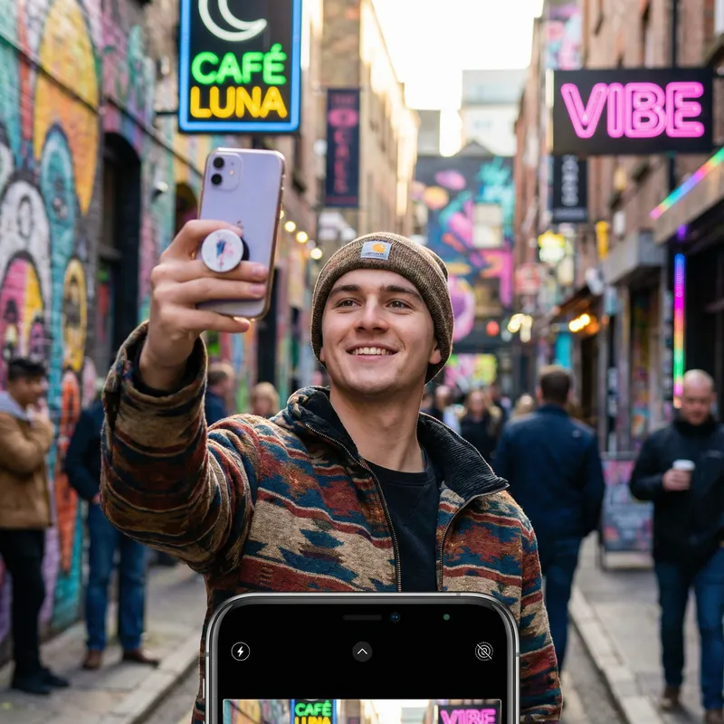 Young Male Model Selfie in Urban Vibes