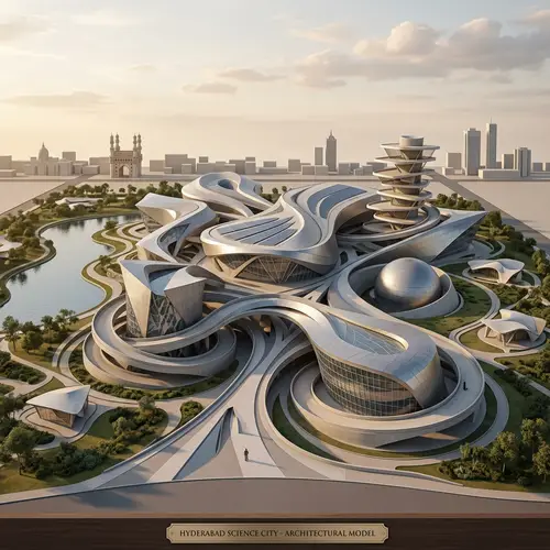 Futuristic Science City Design Inspired by Zaha Hadid Concepts