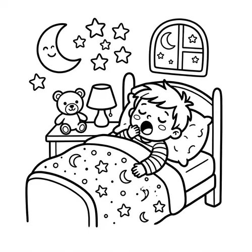 Simple Sleepy Coloring Page for Kids