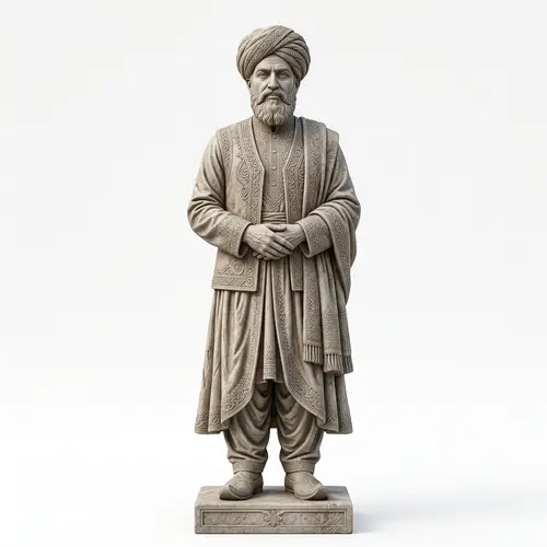 Intricately Detailed Stone Statue of Person in Afghan Attire