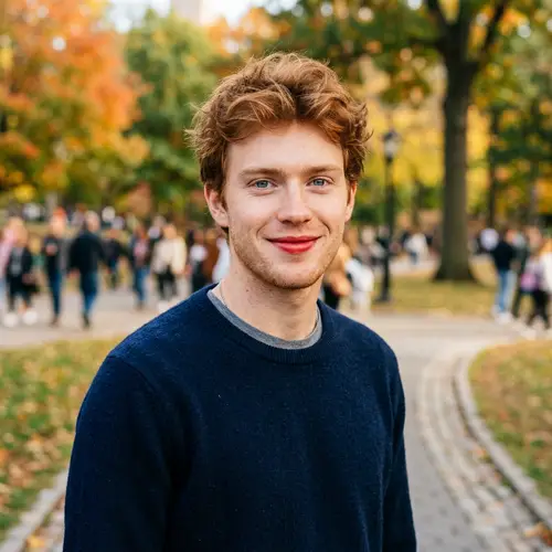 21-Year-Old Caucasian Male with Blue Eyes and Red Lips