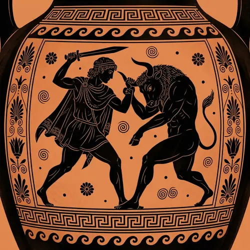 Theseus vs Minotaur: Epic Greek Mythology Art