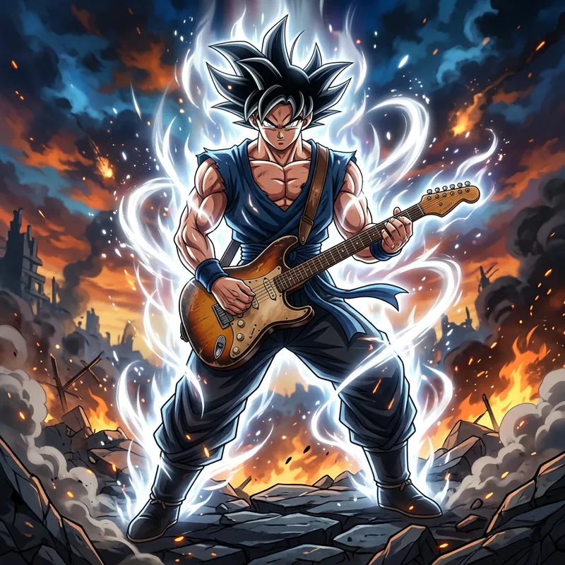 Goku Ultra Instinct Guitarist - Anime Power Musician