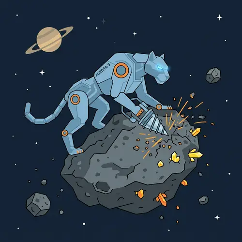 Robotic Wildcat Mining in Space - 2D Illustration