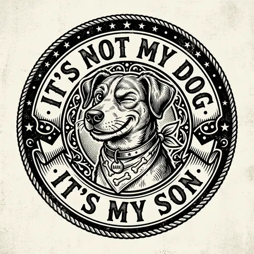 Cocky Dog Retro T-Shirt Design - It's My Son