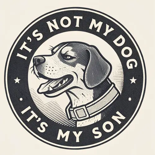 Cocky Dog Retro T-Shirt Design - It's My Son