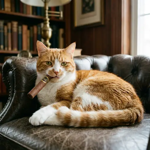 Elegant Cat Smoking Toy Cigar