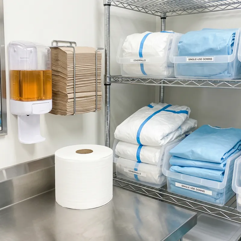 Hygiene Items: Toilet Paper, Hand Drying Paper & Liquid Soap