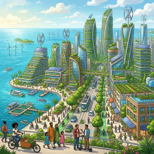 Futuristic Sustainable Coastal City Design