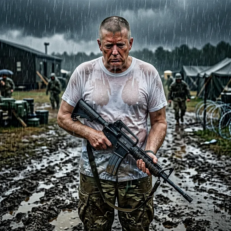 Trump as GI Jane: A Sad Parody in the Rain