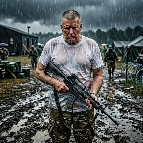 Trump as GI Jane: A Sad Parody in the Rain