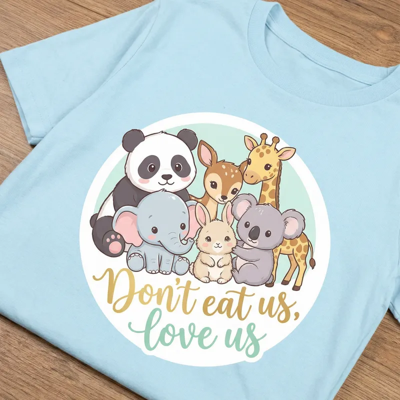 Adorable Animals T-shirt: Group of Friendly Animals Design