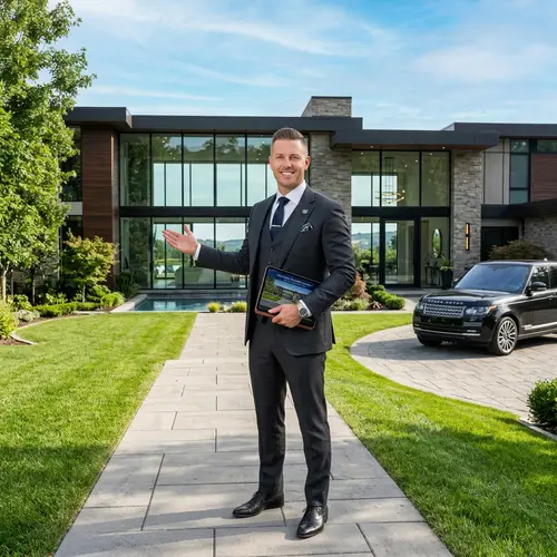 Luxury Real Estate Agent Showcasing Modern Home