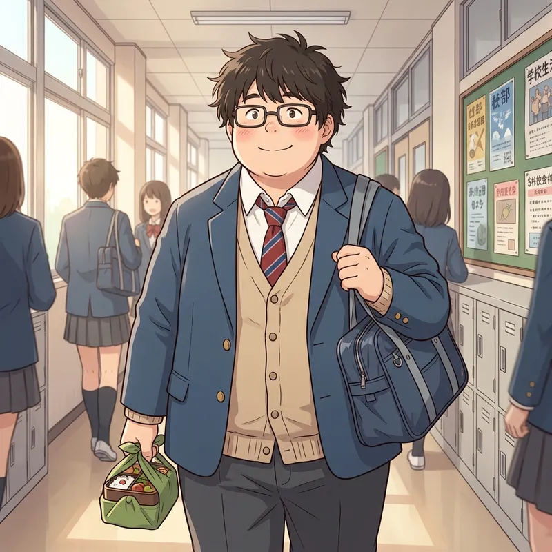 Fat High School Anime Boy - Fun Character Designs