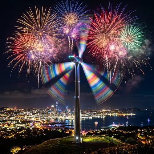Sustainable Power Turbine Lights Up New Year's Night Sky