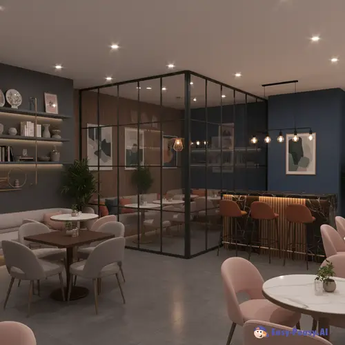 Modern Café Design with Separate Sections