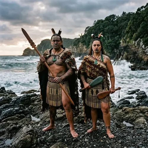 Maori Male and Female Warrior Art