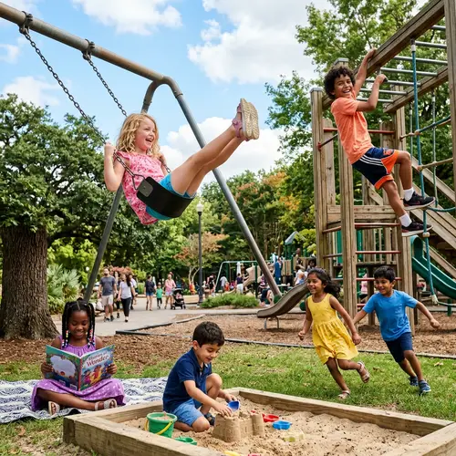 Multicultural Children Playing Happily in a Lively Park Setting